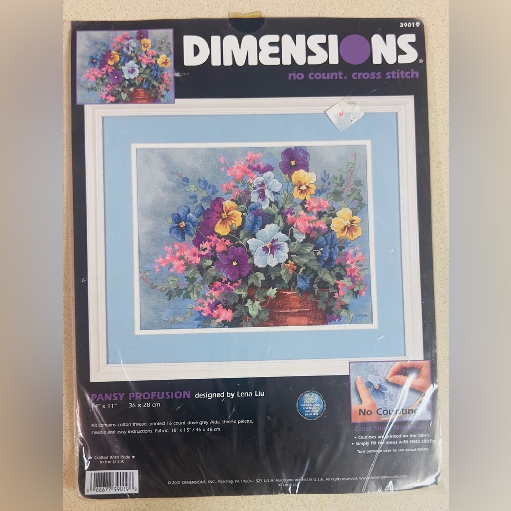 NEW - Dimensions “Pansy Profusion” Cross Stitch Kit # 39019 by LENA LIU